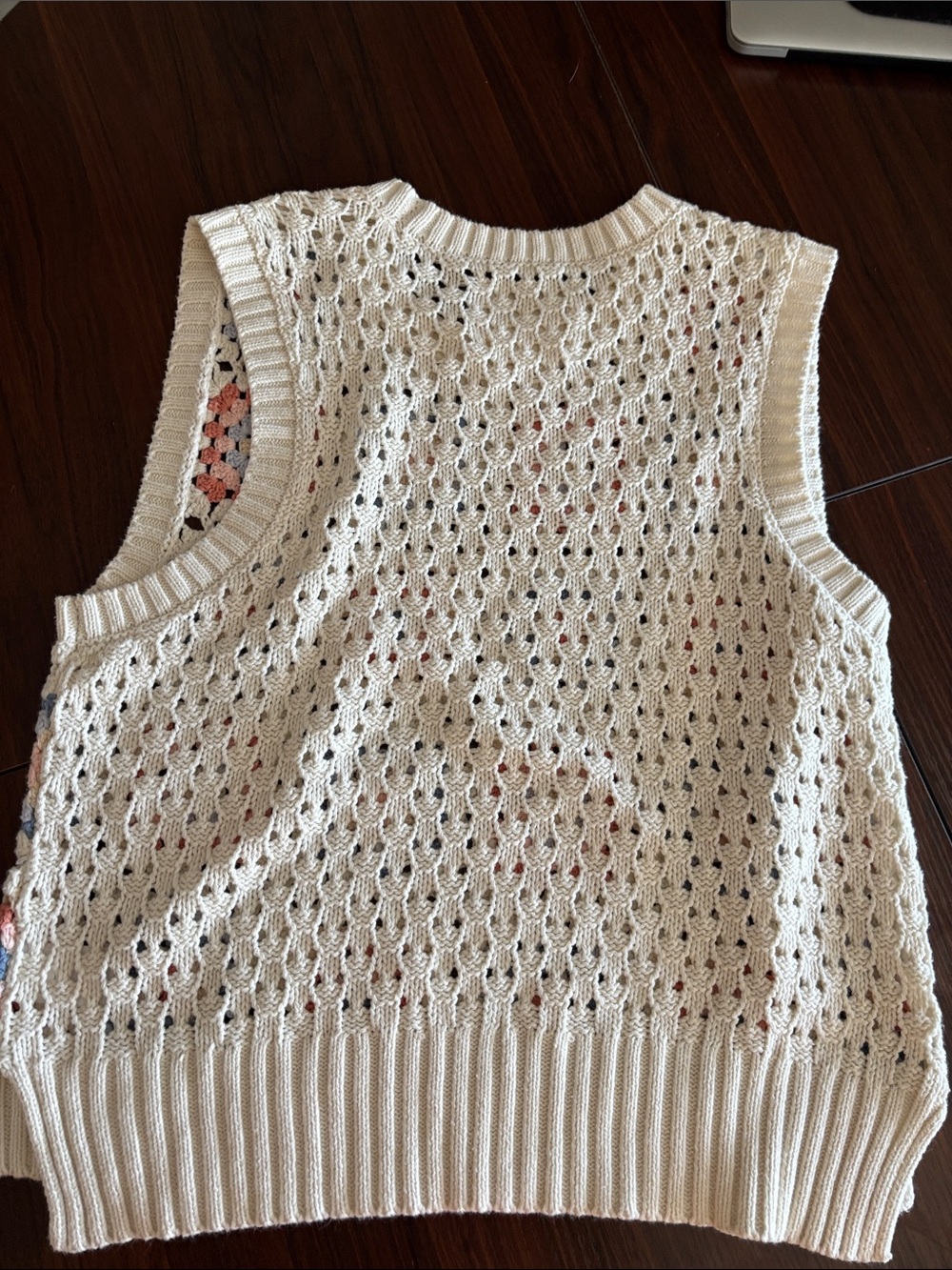 Lucky Brand Cream Crochet Granny-Square Pullover Vest - Picture 3 of 4